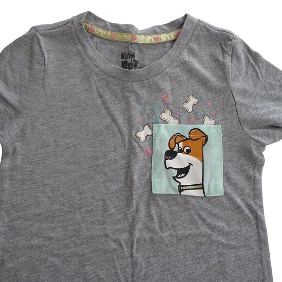 The Secret Life Of Pets Heather Gray Pocket T-Shirt Girls Size S Short Sleeve - Picture 2 of 6